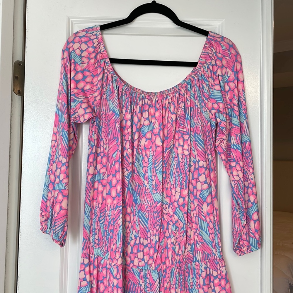 Lilly Pulitzer dress skort, pale pink, blue combo colors